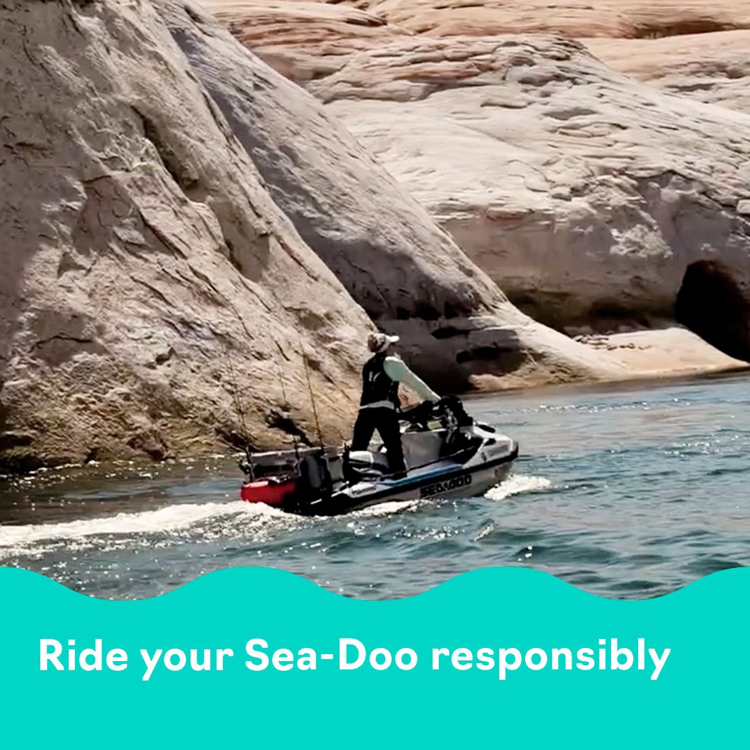 Woman riding a Sea-Doo slowly in a no wake area