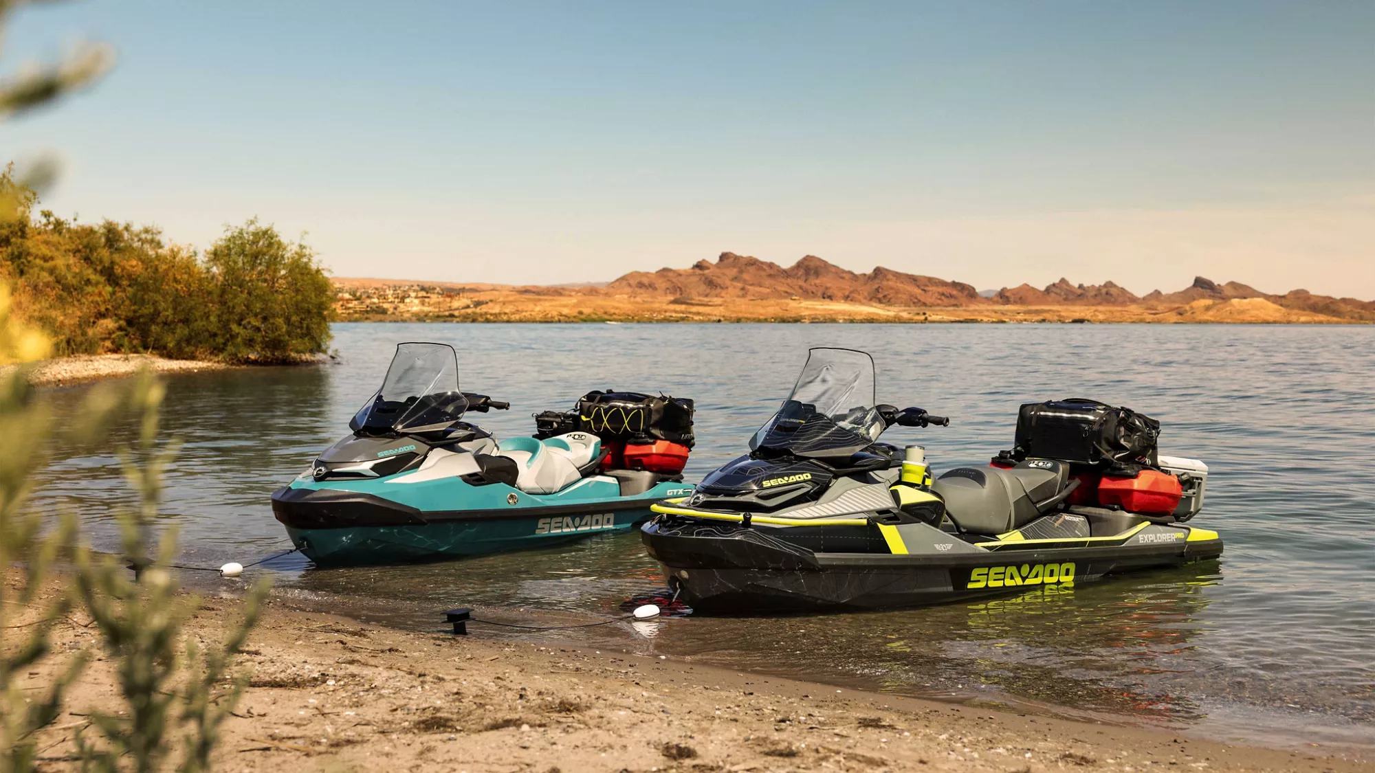 Sea-Doo PWC Lineup on a beach