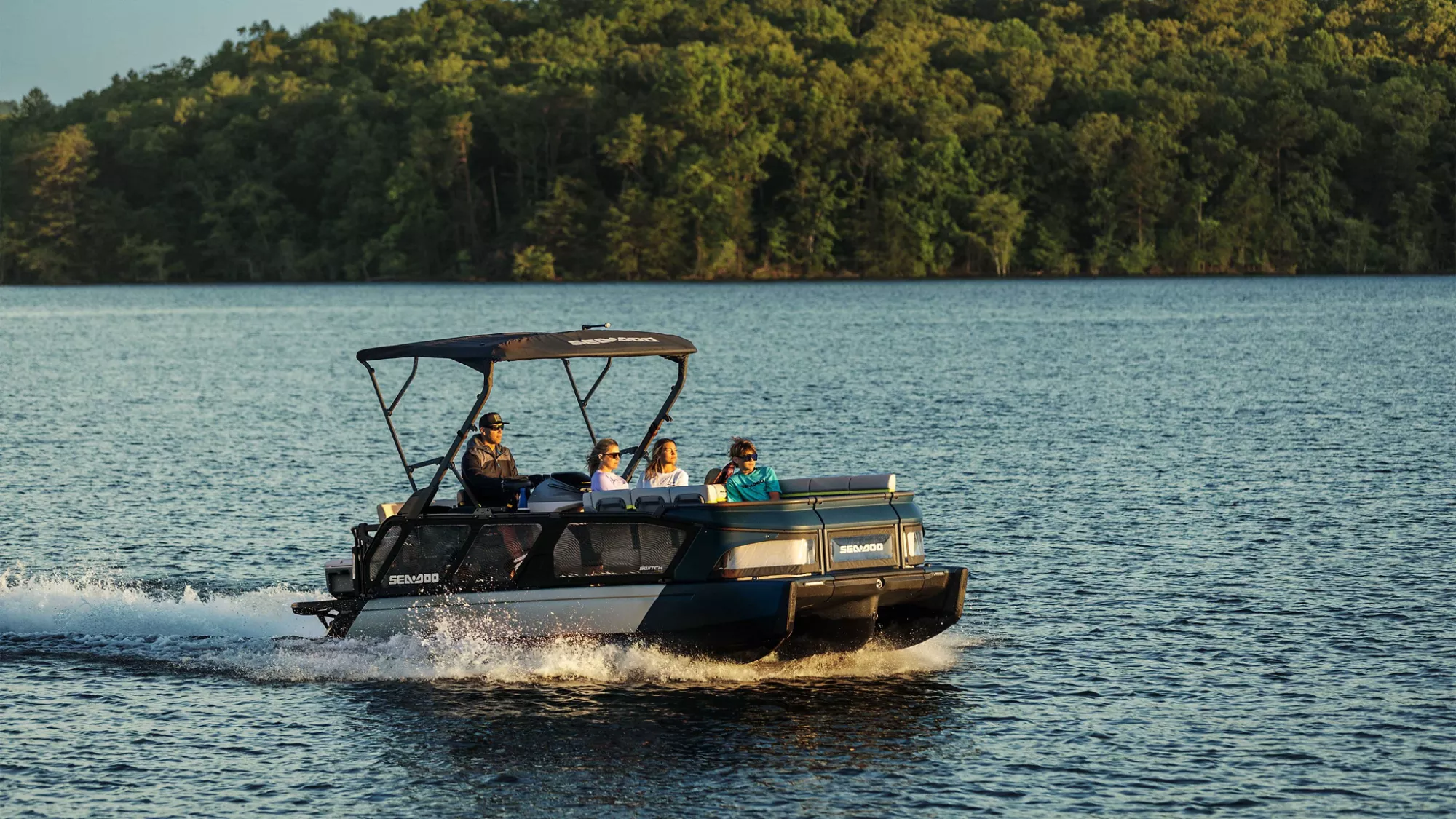 Friends on a Sea-Doo Switch Cruise Limited Pontoon